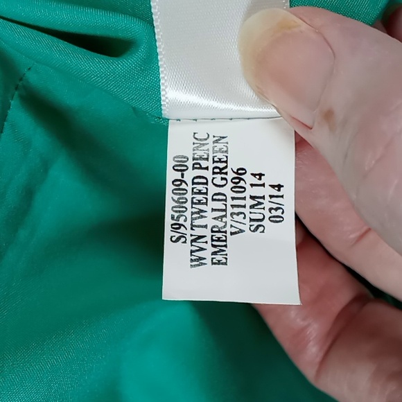 Banana Republic Emerald Green Woven Tweed Pencil Skirt Size 10 - Picture 9 of 14